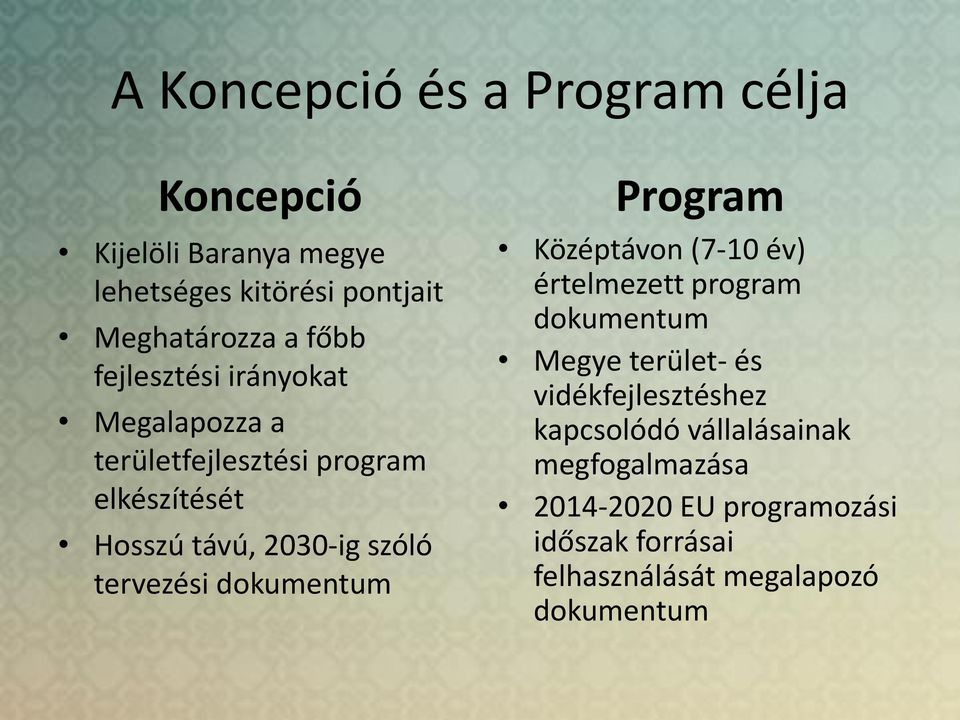 dokumentum Program Középtávon (7-10 év) értelmezett program dokumentum Megye terület- és vidékfejlesztéshez