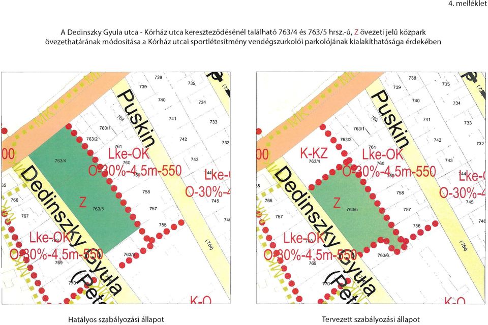 -ú, Z övezeti jelű közpark övezethatárának módosítása a Kórház utcai