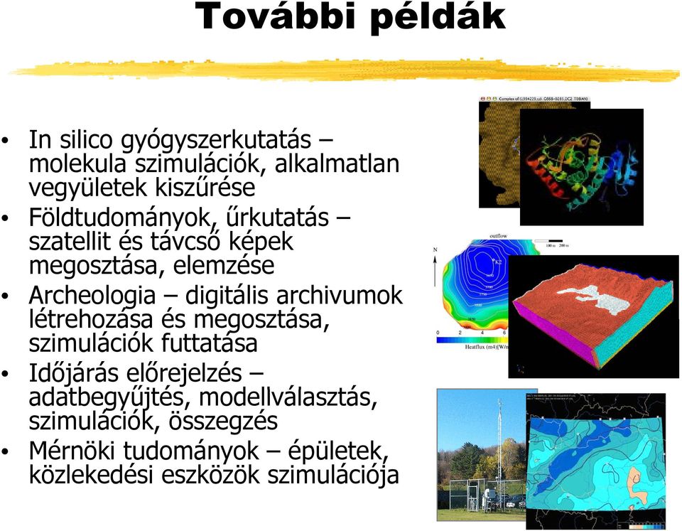 archivumok létrehozása és megosztása, szimulációk futtatása Időjárás előrejelzés adatbegyűjtés,