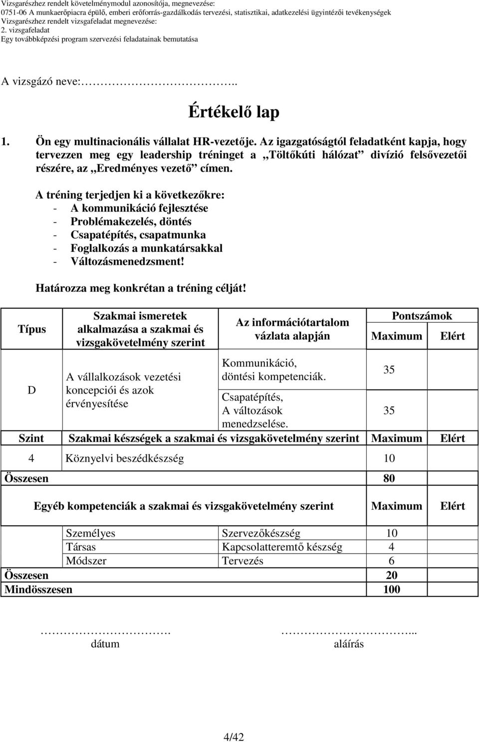 döntési kompetenciák. Csapatépítés, A változások menedzselése.