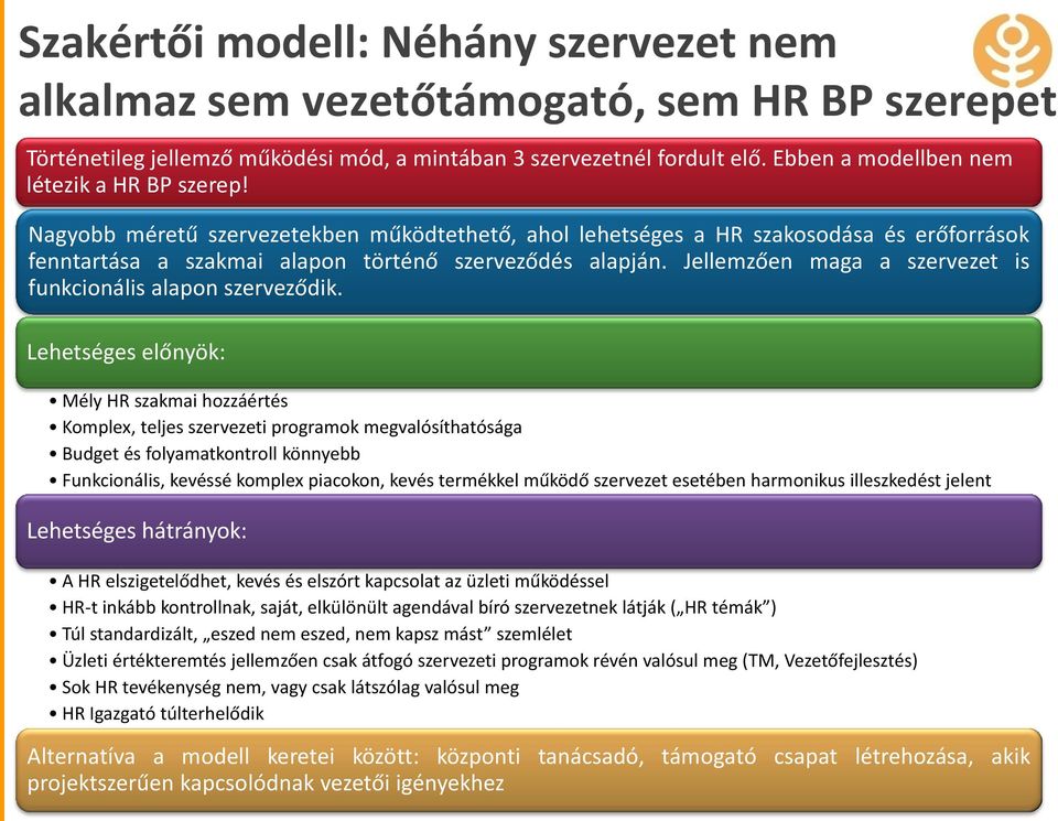 Jellemzően maga a szervezet is funkcionális alapon szerveződik.