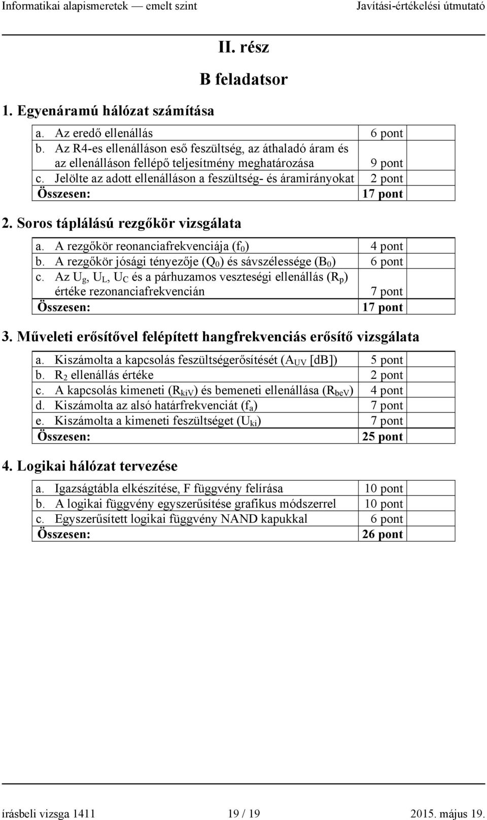 Soros táplálású rezgőkör vizsgálata a. A rezgőkör reonanciafrekvenciája (f 0 ) 4 pont b. A rezgőkör jósági tényezője (Q 0 ) és sávszélessége (B 0 ) 6 pont c.