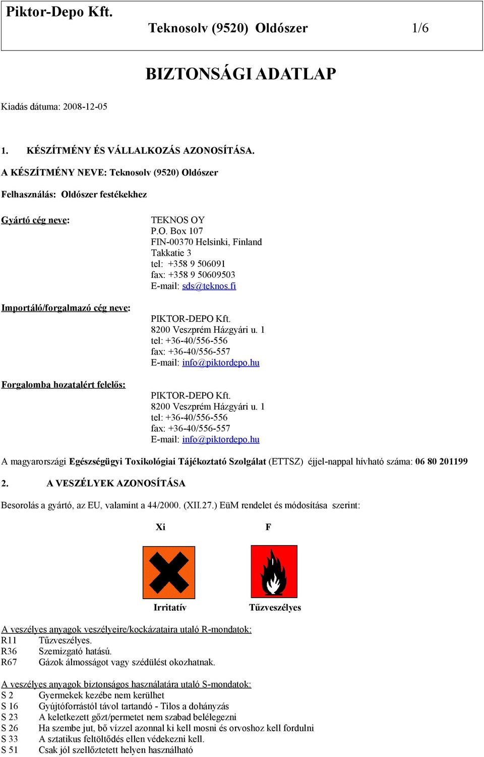fi PIKTOR-DEPO Kft. 8200 Veszprém Házgyári u. 1 tel: +36-40/556-556 fax: +36-40/556-557 E-mail: info@piktordepo.