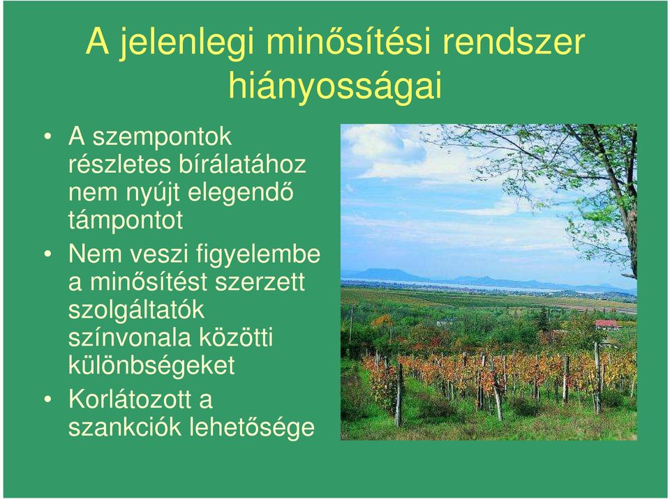 figyelembe a minısítést szerzett szolgáltatók színvonala