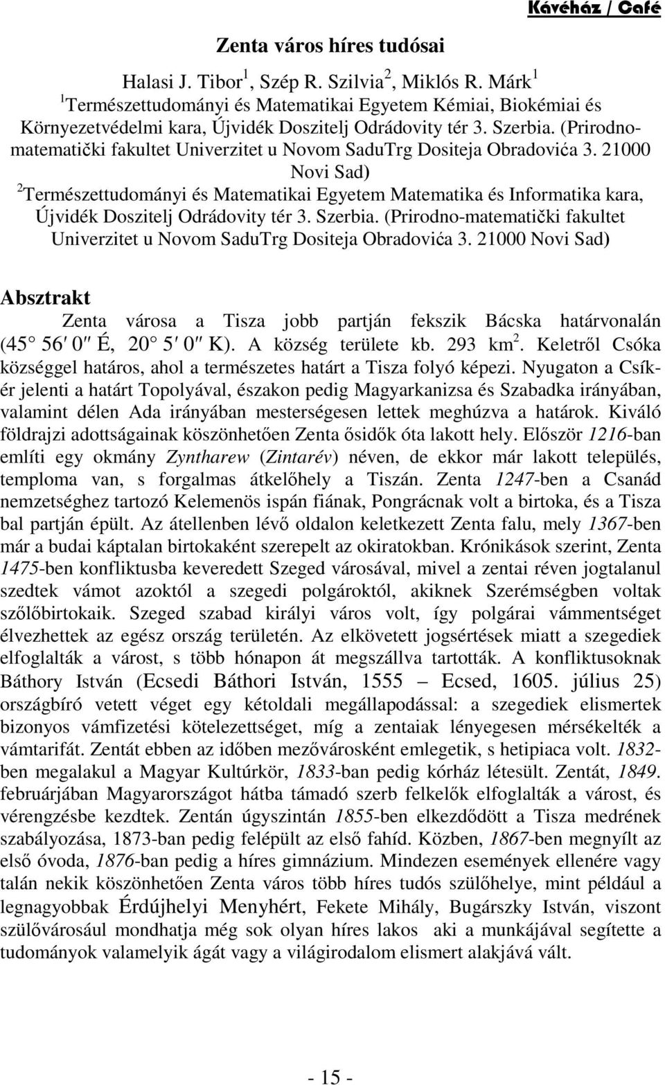 (Prirodnomatematiki fakultet Univerzitet u Novom SaduTrg Dositeja Obradovia 3.