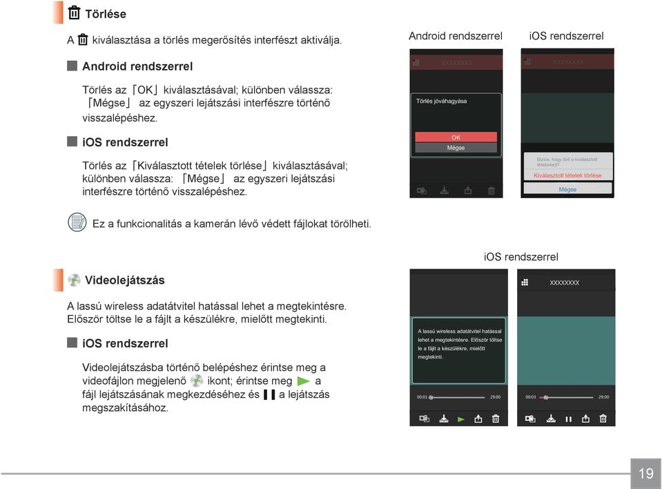 Törlés jóváhagyása ios rendszerrel OK Mégse Törlés az Kiválasztott tételek törlése kiválasztásával; különben válassza: Mégse az egyszeri lejátszási interfészre történő visszalépéshez.
