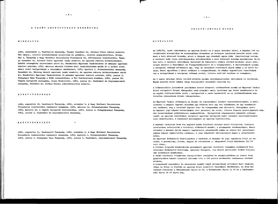 November 5, Ünnepség Ngy Októberi Szocilist Forrdlom 65» évfordulój tiszteletére. Ünnepi beszédet dr, Horváth Tibor egyetemi tnár mondott.