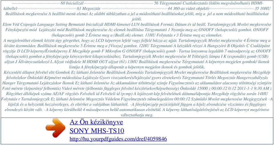 Tartalomjegyzék Mvelet megkeresése Fényképezési mód Lejátszási mód Beállítások megkeresése Az elemek beállítása Tárgymutató 1 Nyomja meg az ON/OFF (bekapcsoló) gombot.