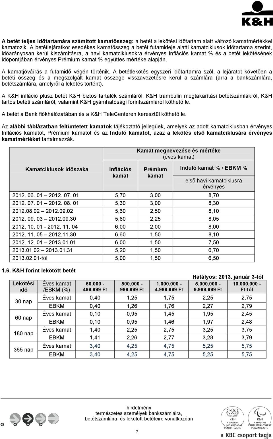 lekötésének időpontjában érvényes Prémium kamat % együttes mértéke alapján. A kamatjóváírás a futamidő végén történik.