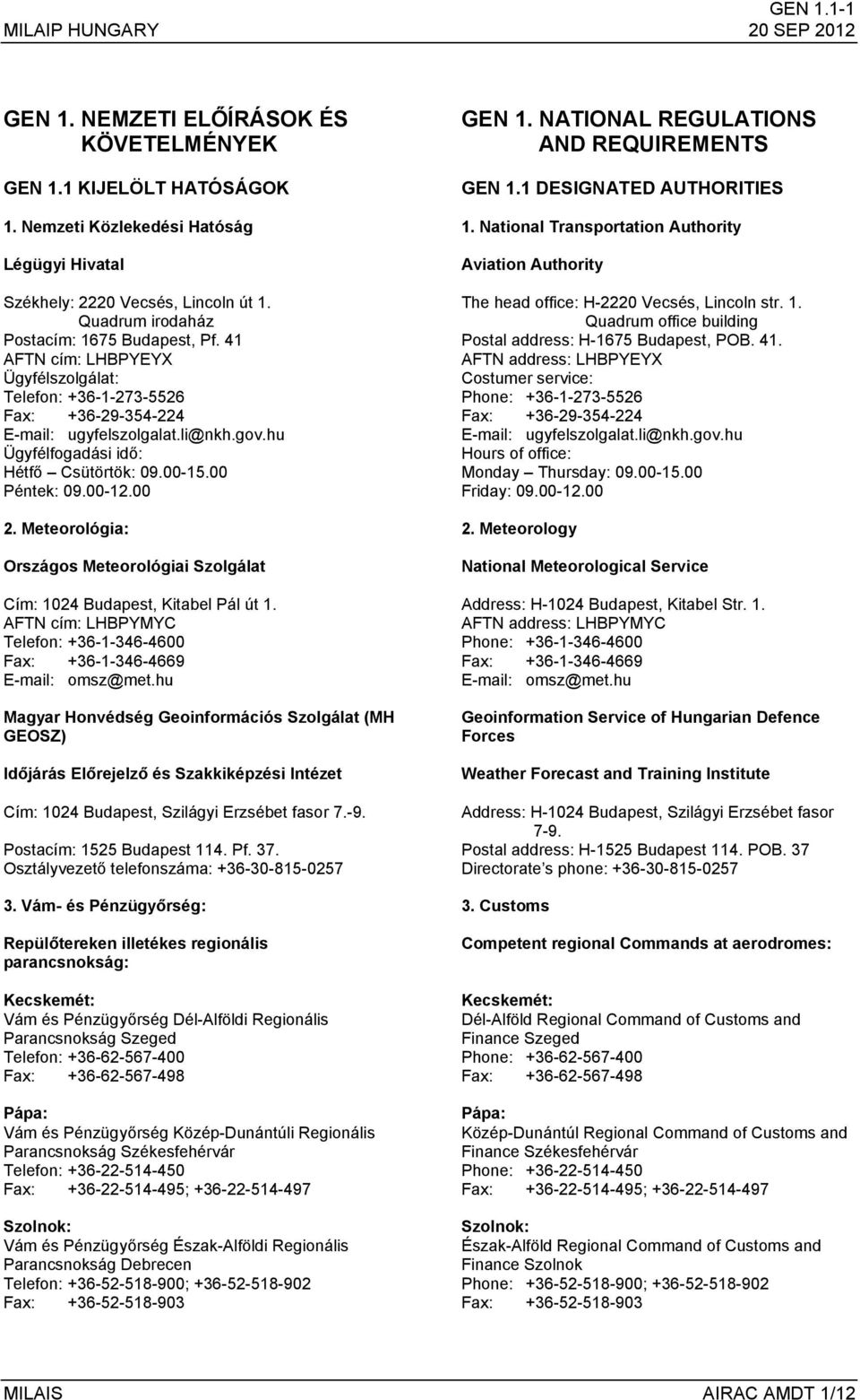 hu Ügyfélfogadási idő: Hétfő Csütörtök: 09.00-15.00 Péntek: 09.00-12.00 2. Meteorológia: Országos Meteorológiai Szolgálat Cím: 1024 Budapest, Kitabel Pál út 1.