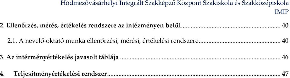 A nevelő-oktató munka ellenőrzési, mérési, értékelési