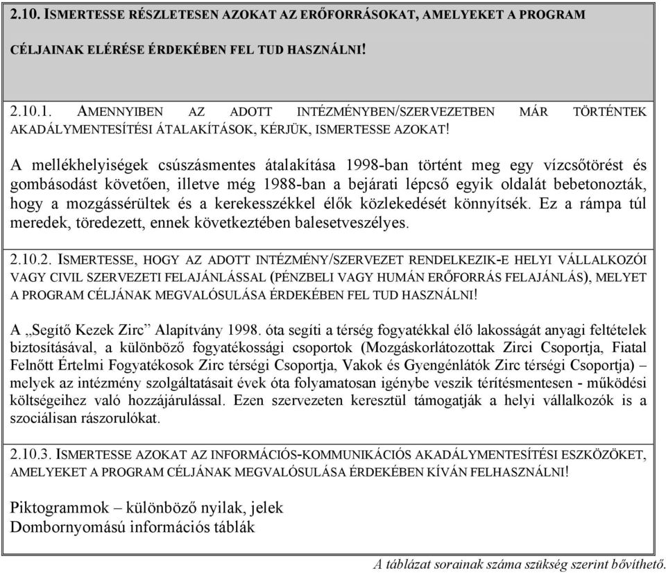 a kerekesszékkel élők közlekedését könnyítsék. Ez a rámpa túl meredek, töredezett, ennek következtében balesetveszélyes. 2.