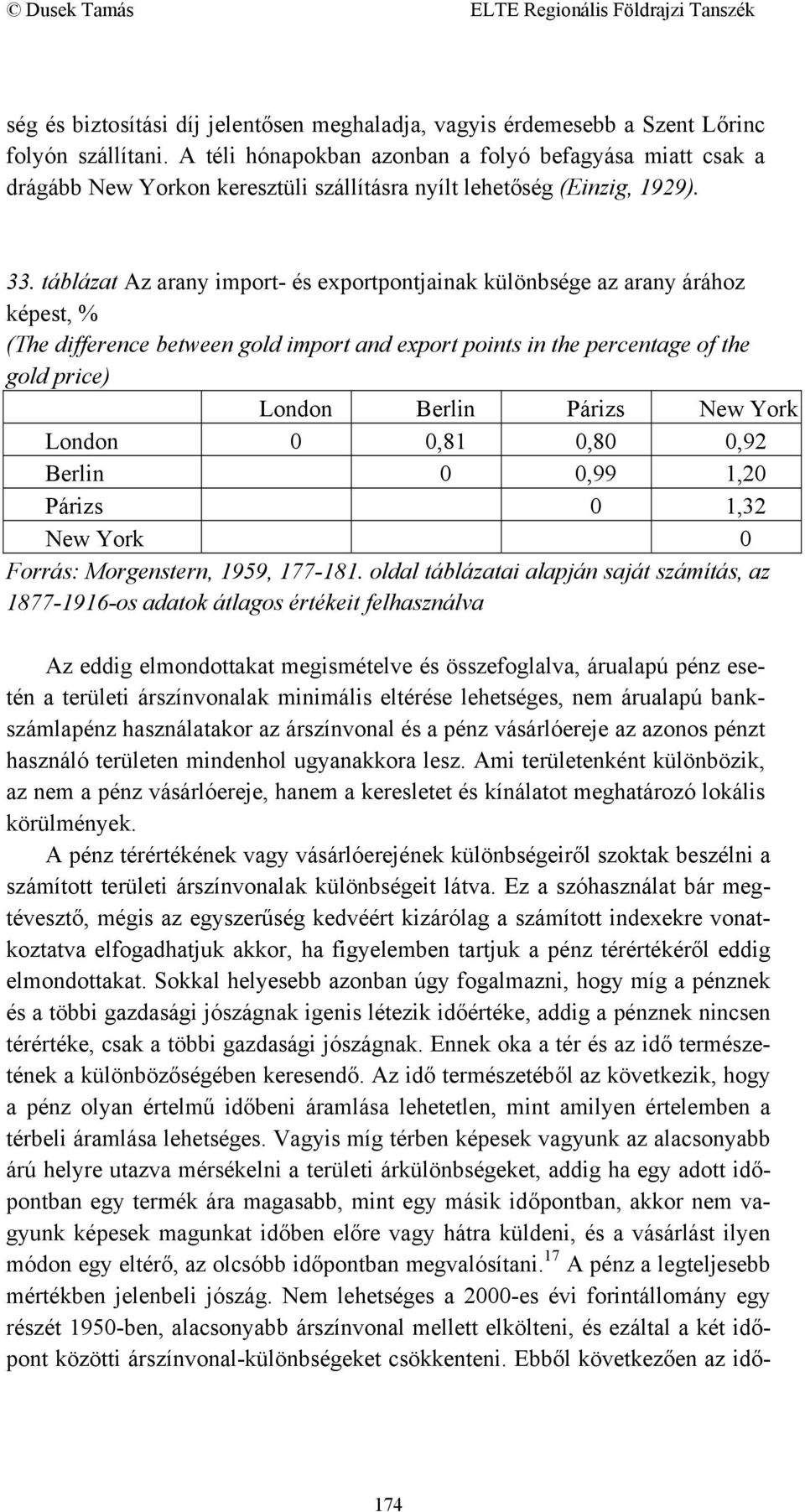 táblázat Az arany import- és exportpontjainak különbsége az arany árához képest, % (The difference between gold import and export points in the percentage of the gold price) London Berlin Párizs New