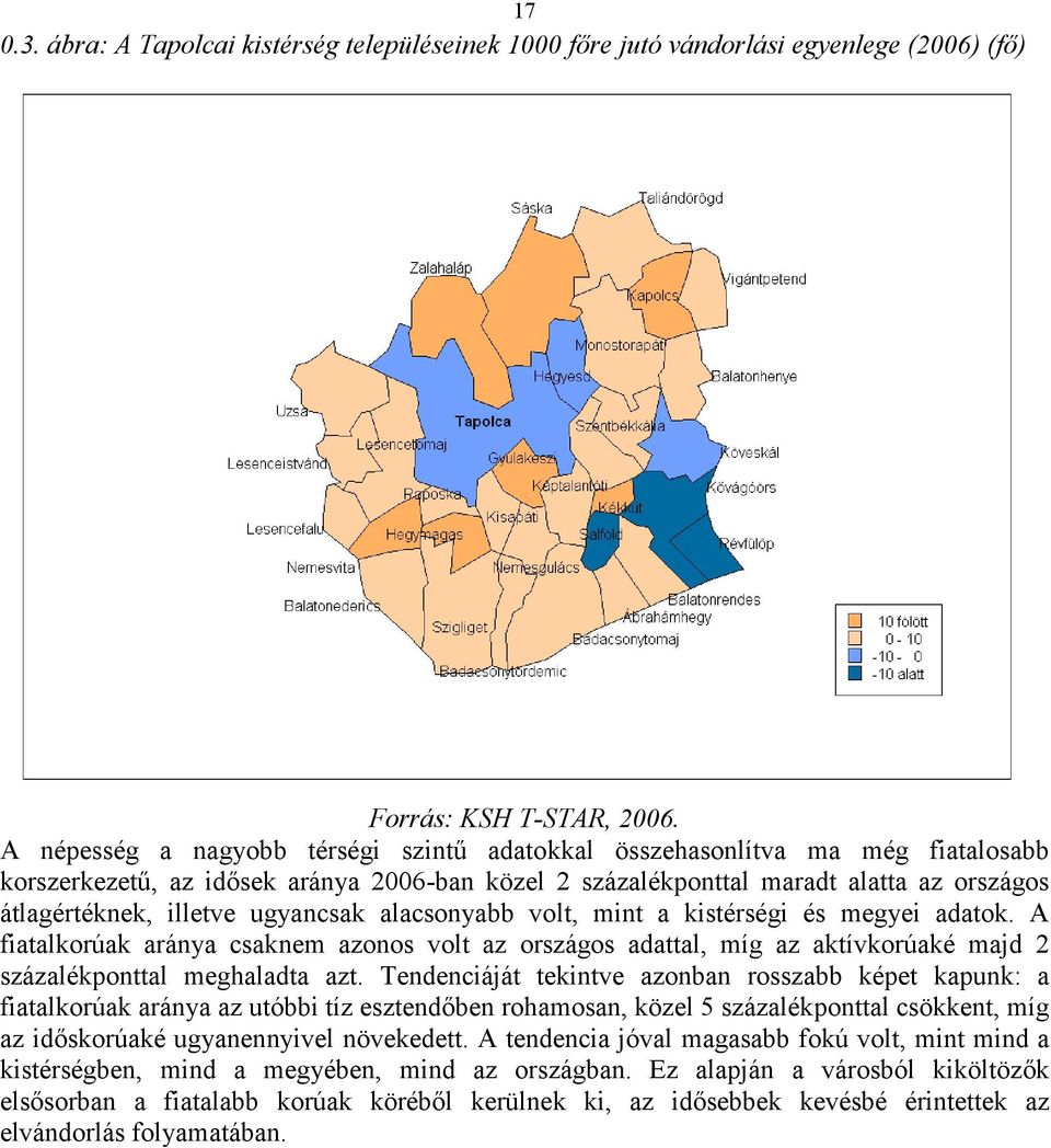 ugyancsak alacsonyabb volt, mint a kistérségi és megyei adatok. A fiatalkorúak aránya csaknem azonos volt az országos adattal, míg az aktívkorúaké majd 2 százalékponttal meghaladta azt.