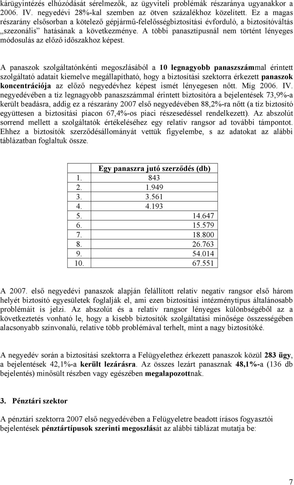 A többi panasztípusnál nem történt lényeges módosulás az előző időszakhoz képest.