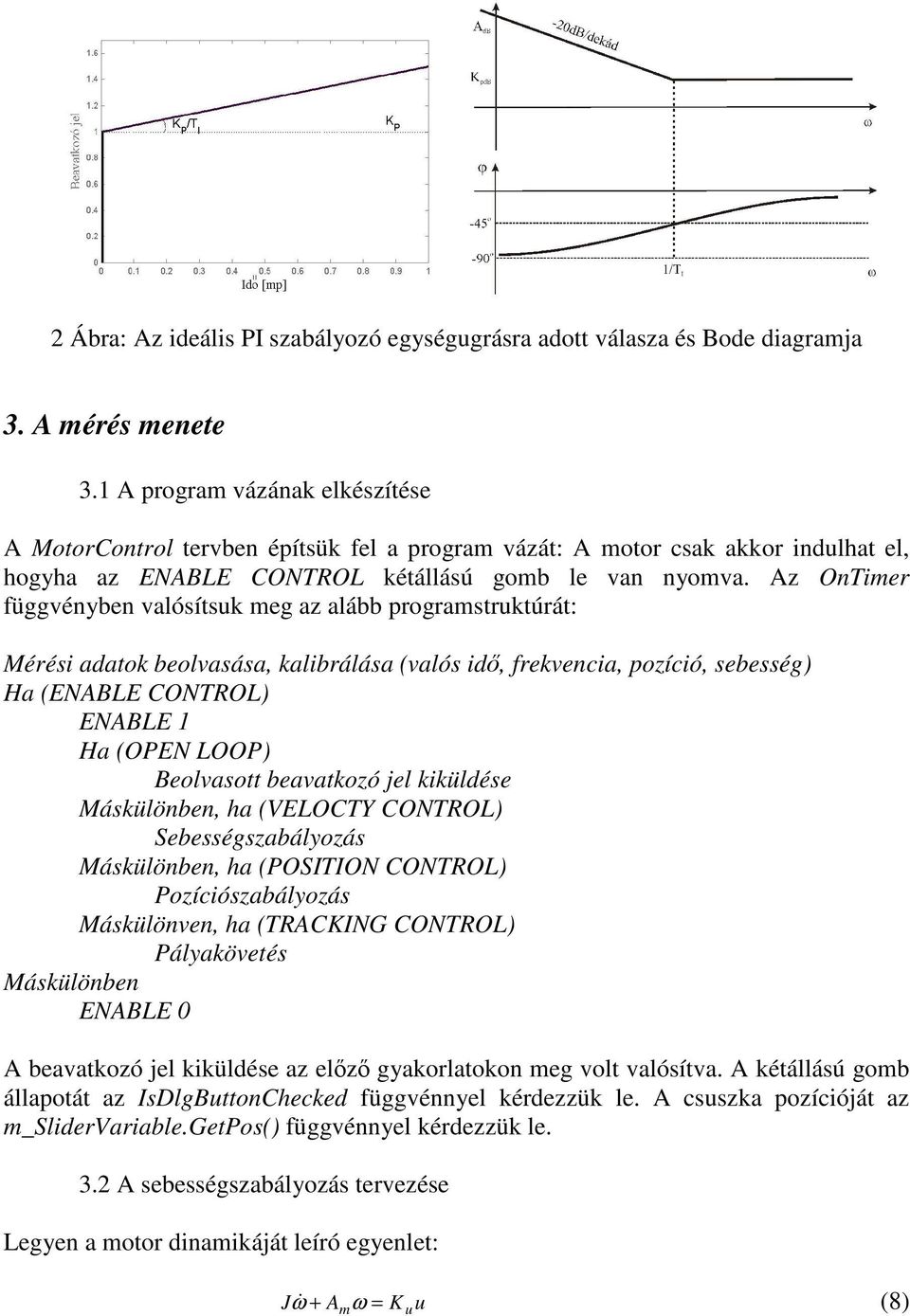 A Onmr függvénybn valósíts mg a alább programstrtúrát: Mérés adato bolvasása, albrálása valós d, frvnca, poícó, sbsség a ENABLE CONROL ENABLE a OEN LOO Bolvasott bavatoó jl üldés Másülönbn, ha