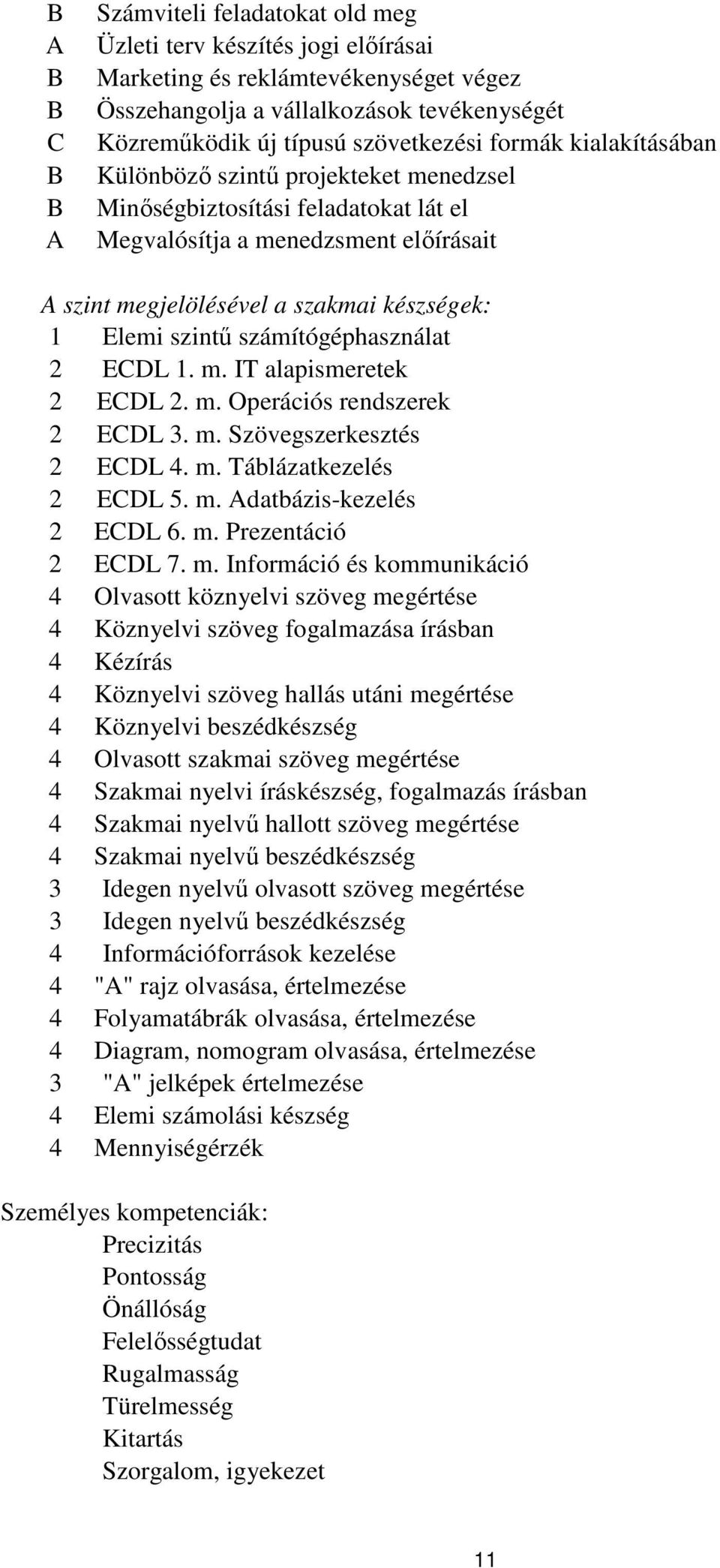 számítógéphasználat 2 ECDL 1. m. IT alapismeretek 2 ECDL 2. m. Operációs rendszerek 2 ECDL 3. m. Szövegszerkesztés 2 ECDL 4. m. Táblázatkezelés 2 ECDL 5. m. datbázis-kezelés 2 ECDL 6. m. Prezentáció 2 ECDL 7.