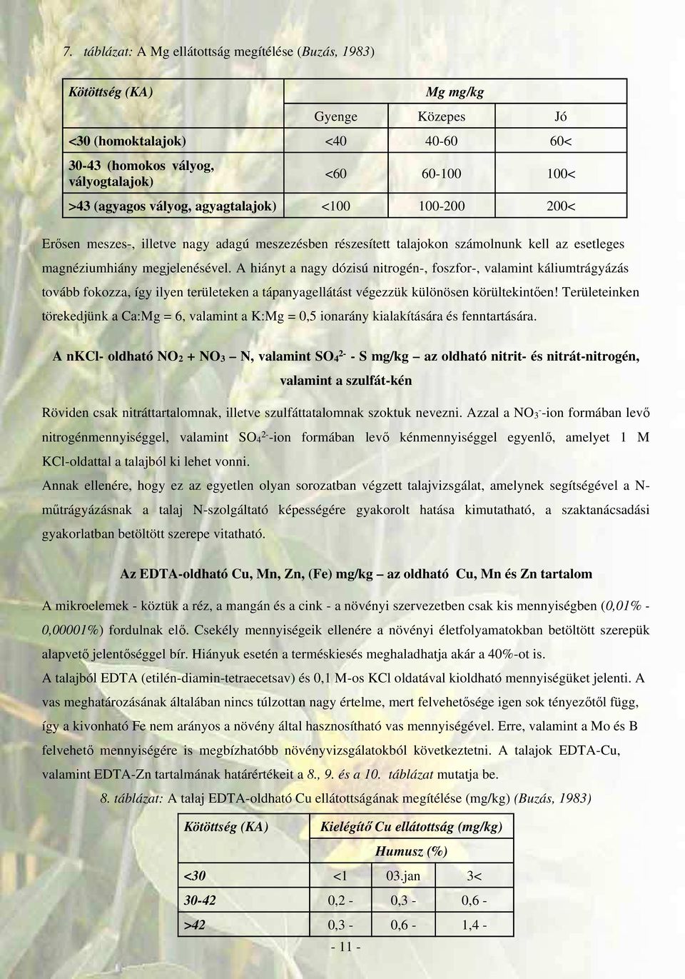 A hiányt a nagy dózisú nitrogén-, foszfor-, valamint káliumtrágyázás tovább fokozza, így ilyen területeken a tápanyagellátást végezzük különösen körültekintıen!