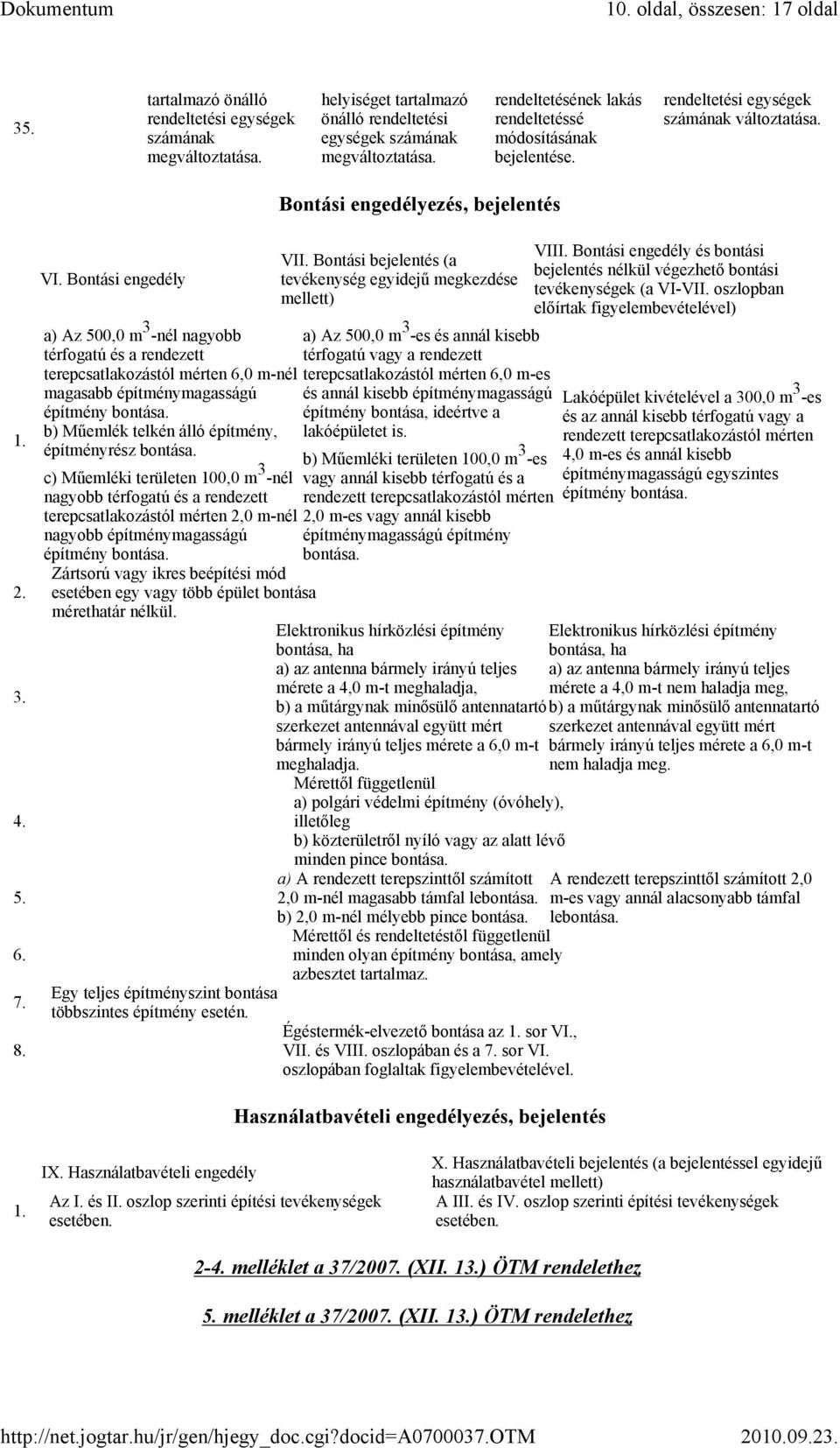 Bontási engedély a) Az 500,0 m 3 -nél nagyobb térfogatú és a rendezett terepcsatlakozástól mérten 6,0 m-nél magasabb építménymagasságú építmény bontása.