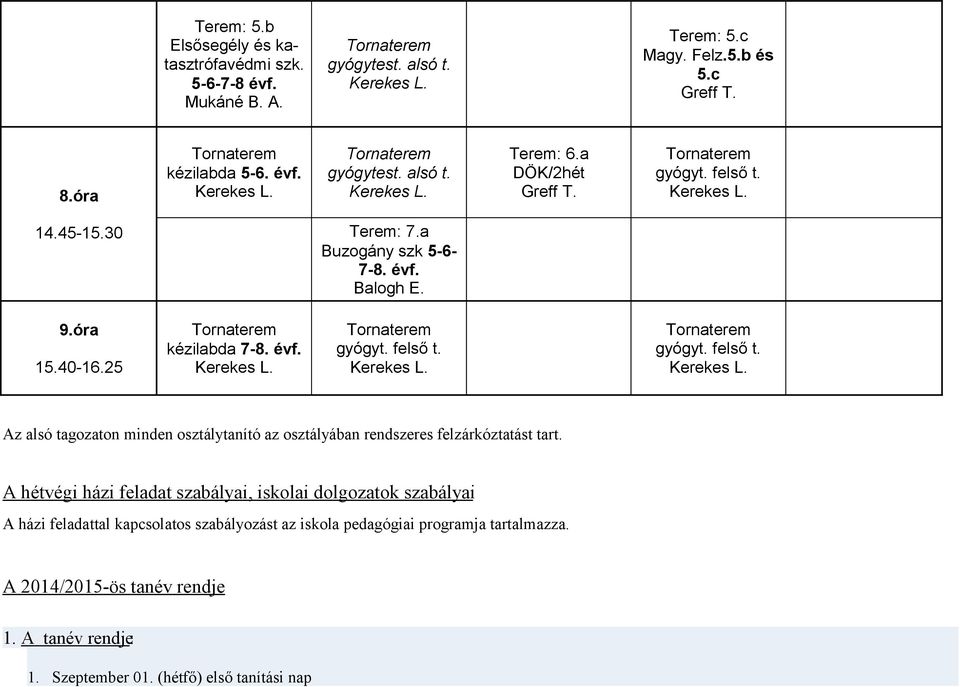 A hétvégi házi feladat szabályai, iskolai dolgozatok szabályai A házi feladattal kapcsolatos szabályozást az iskola pedagógiai programja tartalmazza.