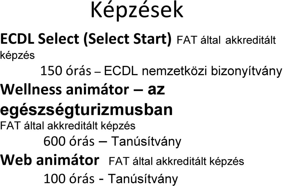 egészségturizmusban FAT által akkreditált képzés 600 órás