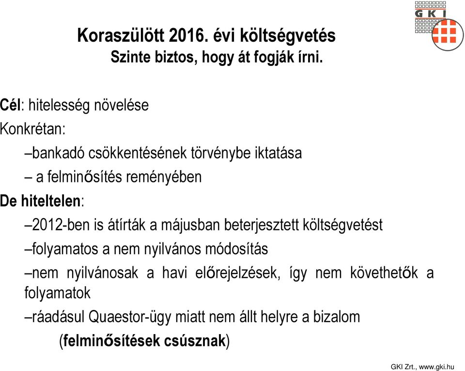 hiteltelen: 2012-ben is átírták a májusban beterjesztett költségvetést folyamatos a nem nyilvános módosítás