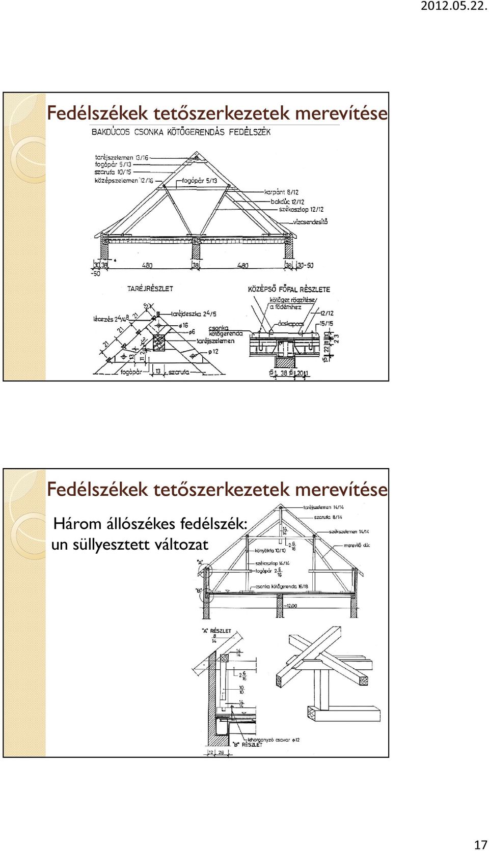 állószékes fedélszék: un