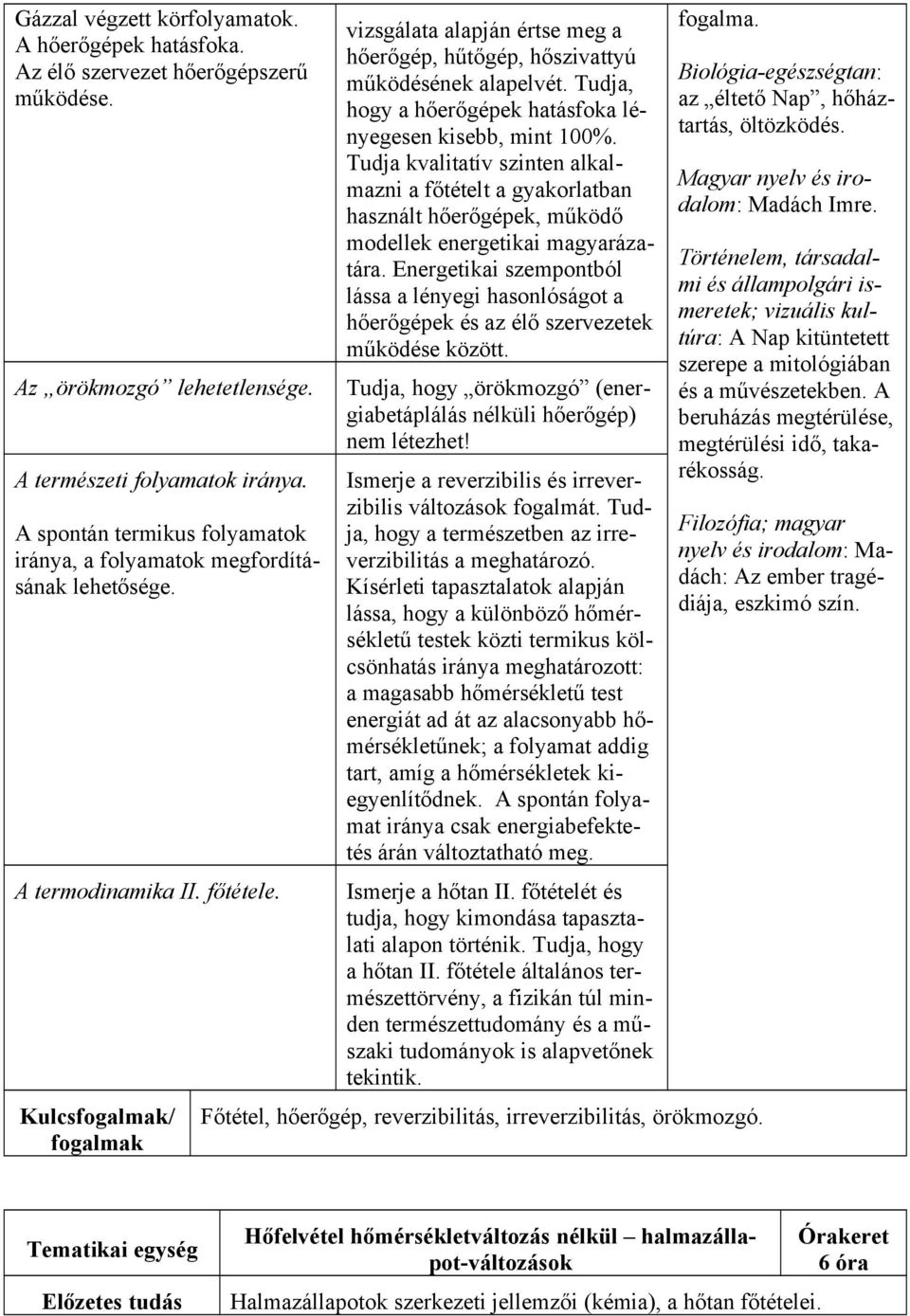 Kulcsfogalmak/ fogalmak vizsgálata alapján értse meg a hőerőgép, hűtőgép, hőszivattyú működésének alapelvét. Tudja, hogy a hőerőgépek hatásfoka lényegesen kisebb, mint 100%.