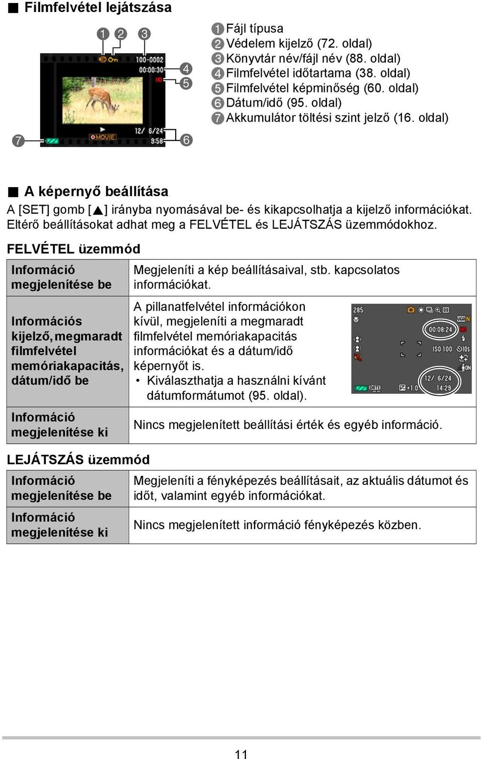 Eltérő beállításokat adhat meg a FELVÉTEL és LEJÁTSZÁS üzemmódokhoz.