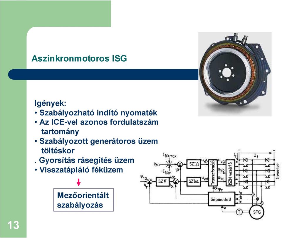 Szabályozott generátoros üzem töltéskor.