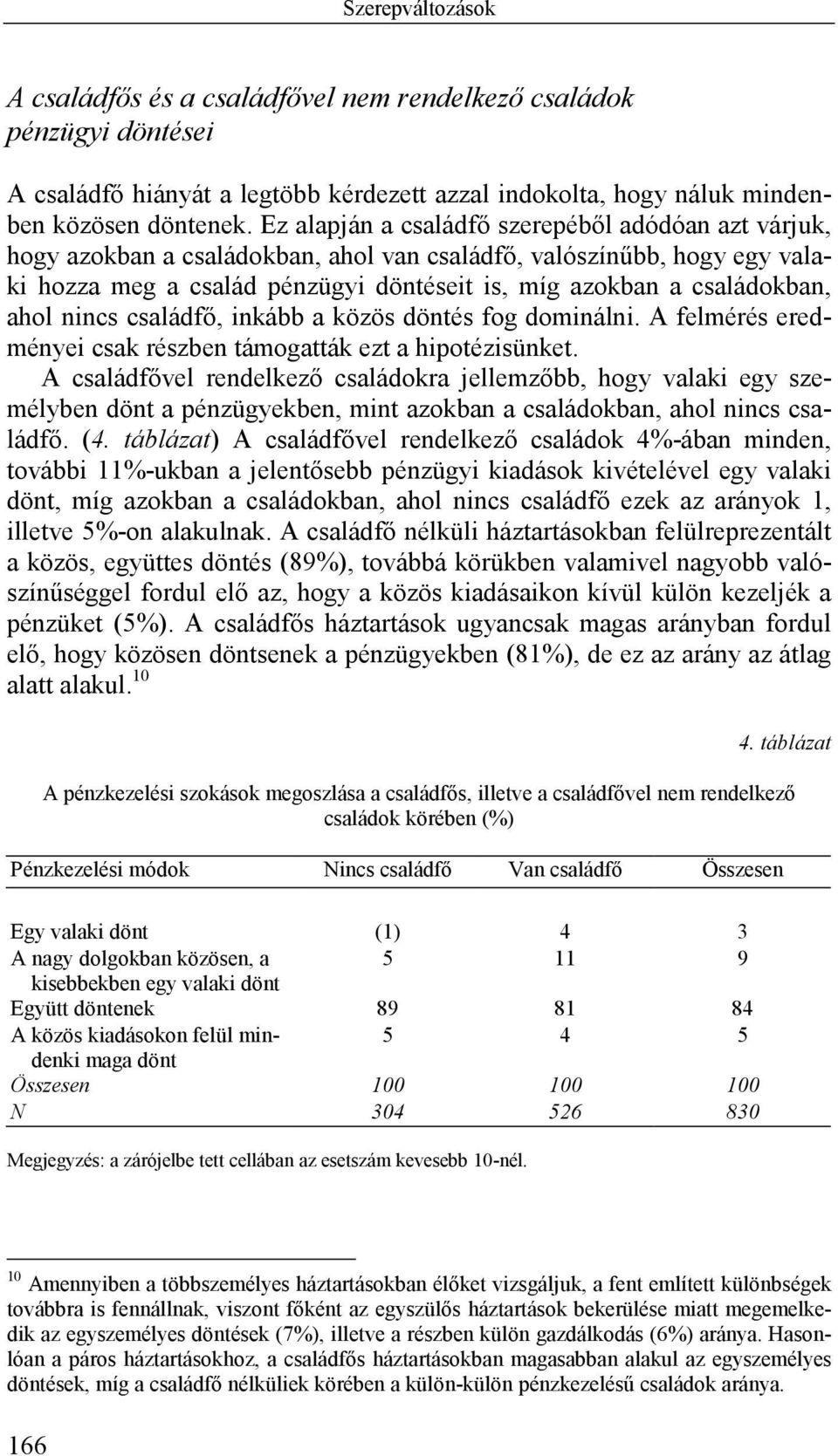 ahol nincs családfő, inkább a közös döntés fog dominálni. A felmérés eredményei csak részben támogatták ezt a hipotézisünket.