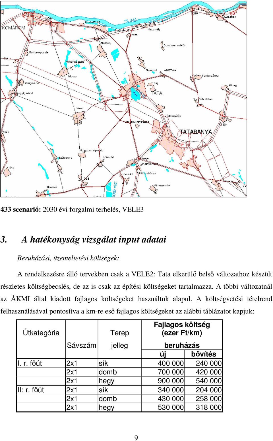 de az is csak az építési költségeket tartalmazza. A többi változatnál az ÁKMI által kiadott fajlagos költségeket használtuk alapul.
