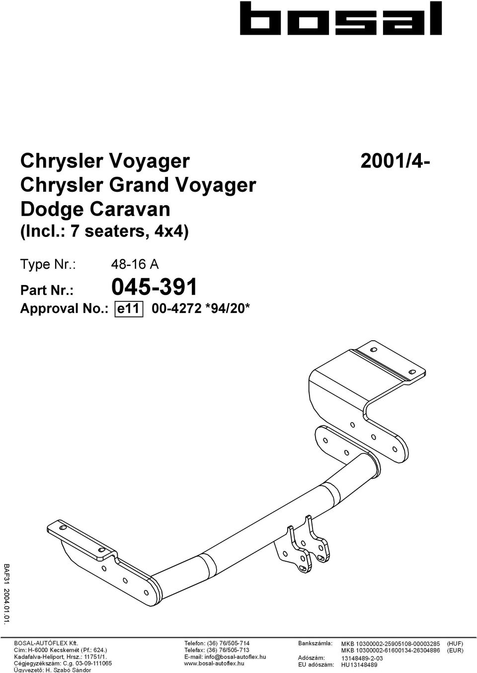 : 7 seaters, 4x4) Type Nr.: 48-16 A Part Nr.