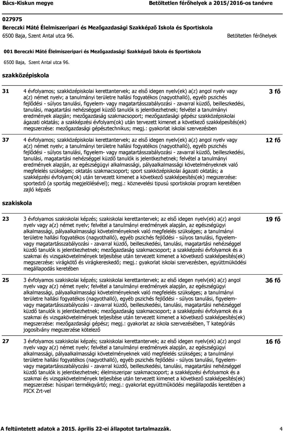 31 37 a(z) német nyelv; a tanulmányi területre hallási fogyatékos (nagyothalló), egyéb pszichés fejlődési - súlyos tanulási, figyelem- vagy magatartásszabályozási - zavarral küzdő, beilleszkedési,