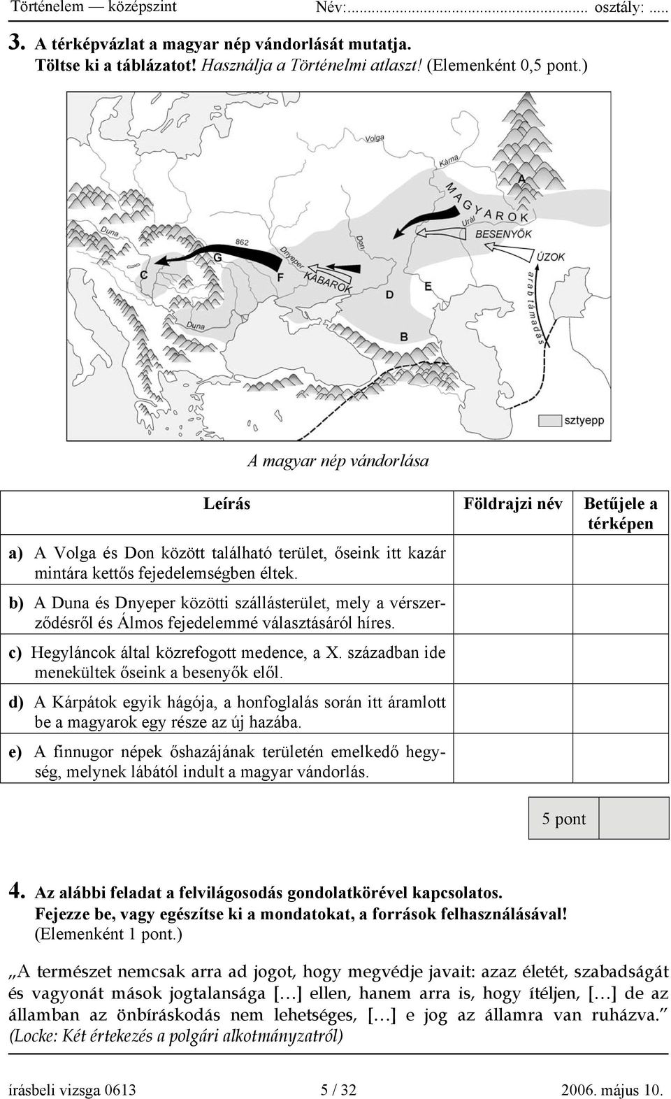 b) A Duna és Dnyeper közötti szállásterület, mely a vérszerződésről és Álmos fejedelemmé választásáról híres. c) Hegyláncok által közrefogott medence, a X.