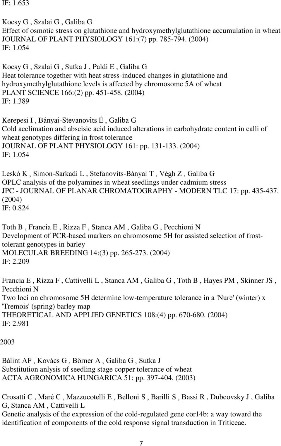 PLANT SCIENCE 166:(2) pp. 451-458. (2004) IF: 1.