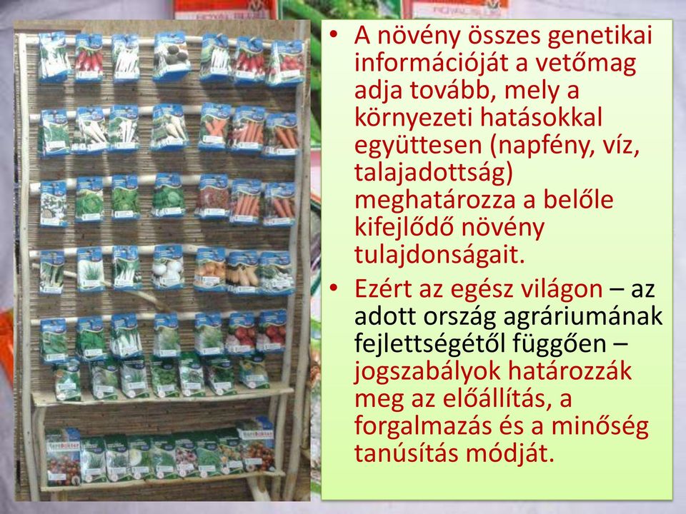 növény tulajdonságait.