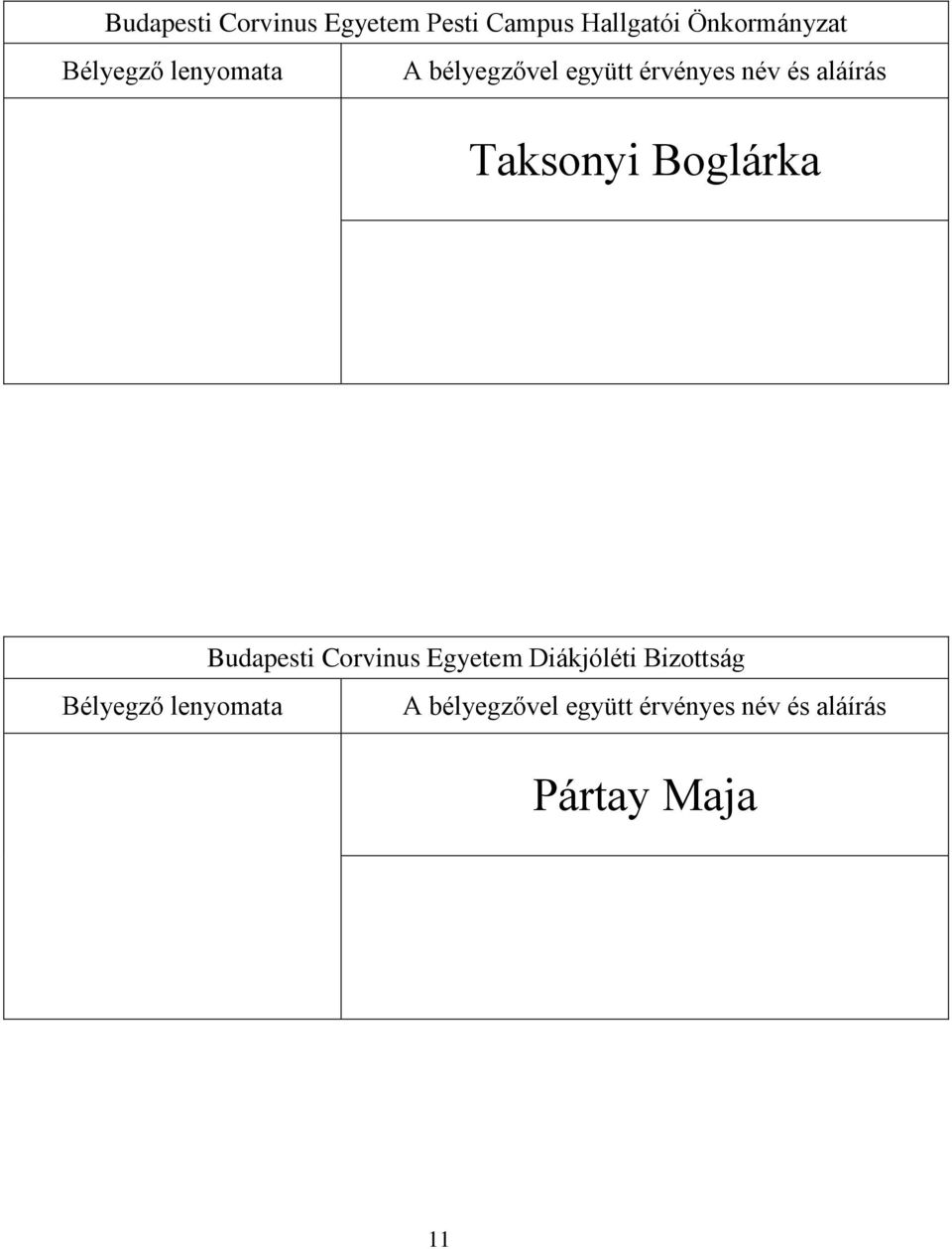 Budapesti Corvinus Egyetem Diákjóléti Bizottság Bélyegző