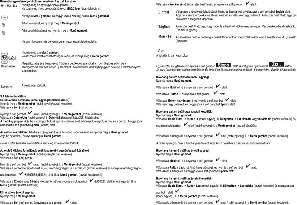 Ha egy hívószám már be van programozva, ezt a kijelző mutatja. Válassza a Wecker einst.