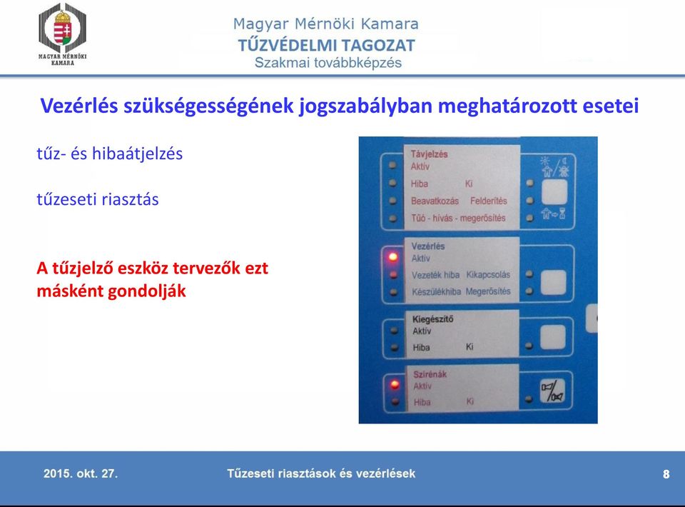 tűz- és hibaátjelzés tűzeseti