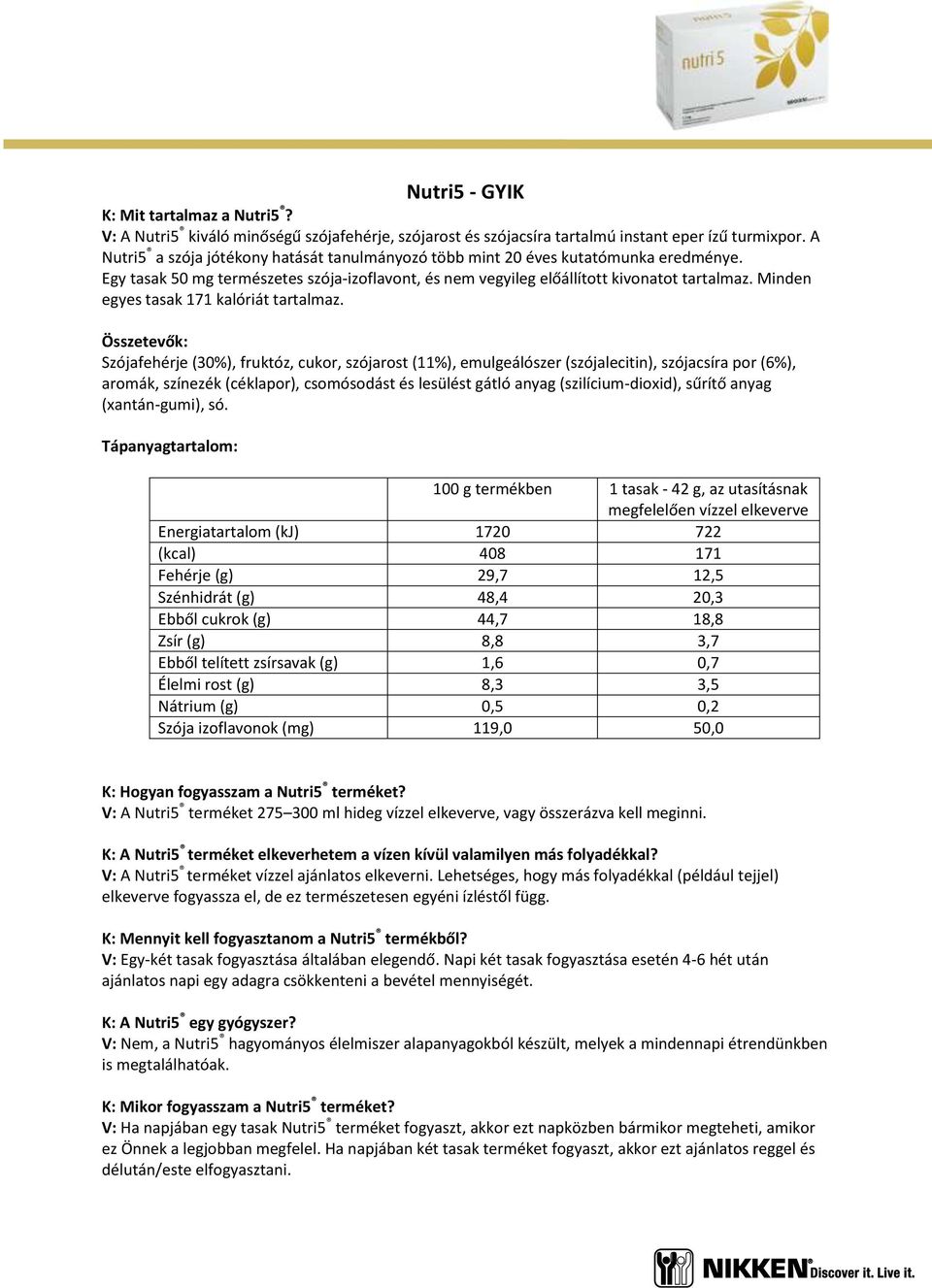 Minden egyes tasak 171 kalóriát tartalmaz.