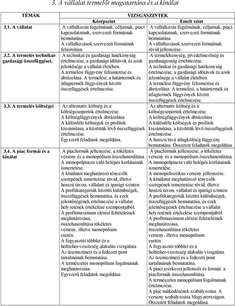A termelési függvény felismerése és ábrázolása. A termelési, a határtermék és átlagtermék függvények között összefüggések 3.