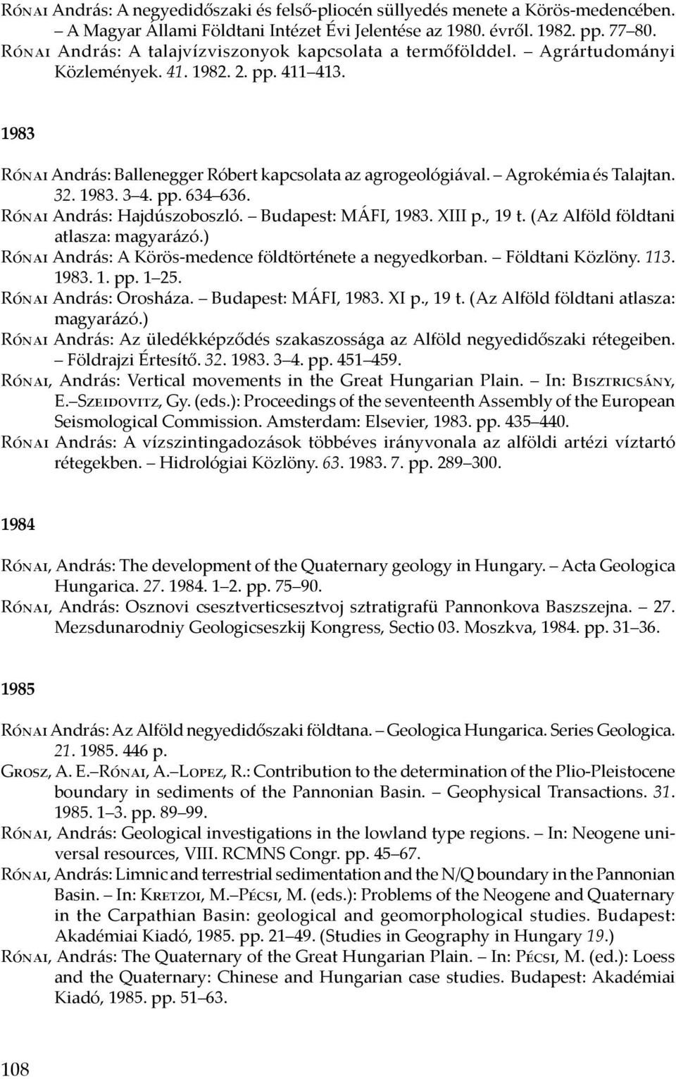 Agrokémia és Talajtan. 32. 1983. 3 4. pp. 634 636. Rónai András: Hajdúszoboszló. Budapest: MÁFI, 1983. XIII p., 19 t. (Az Alföld földtani atlasza: magyarázó.
