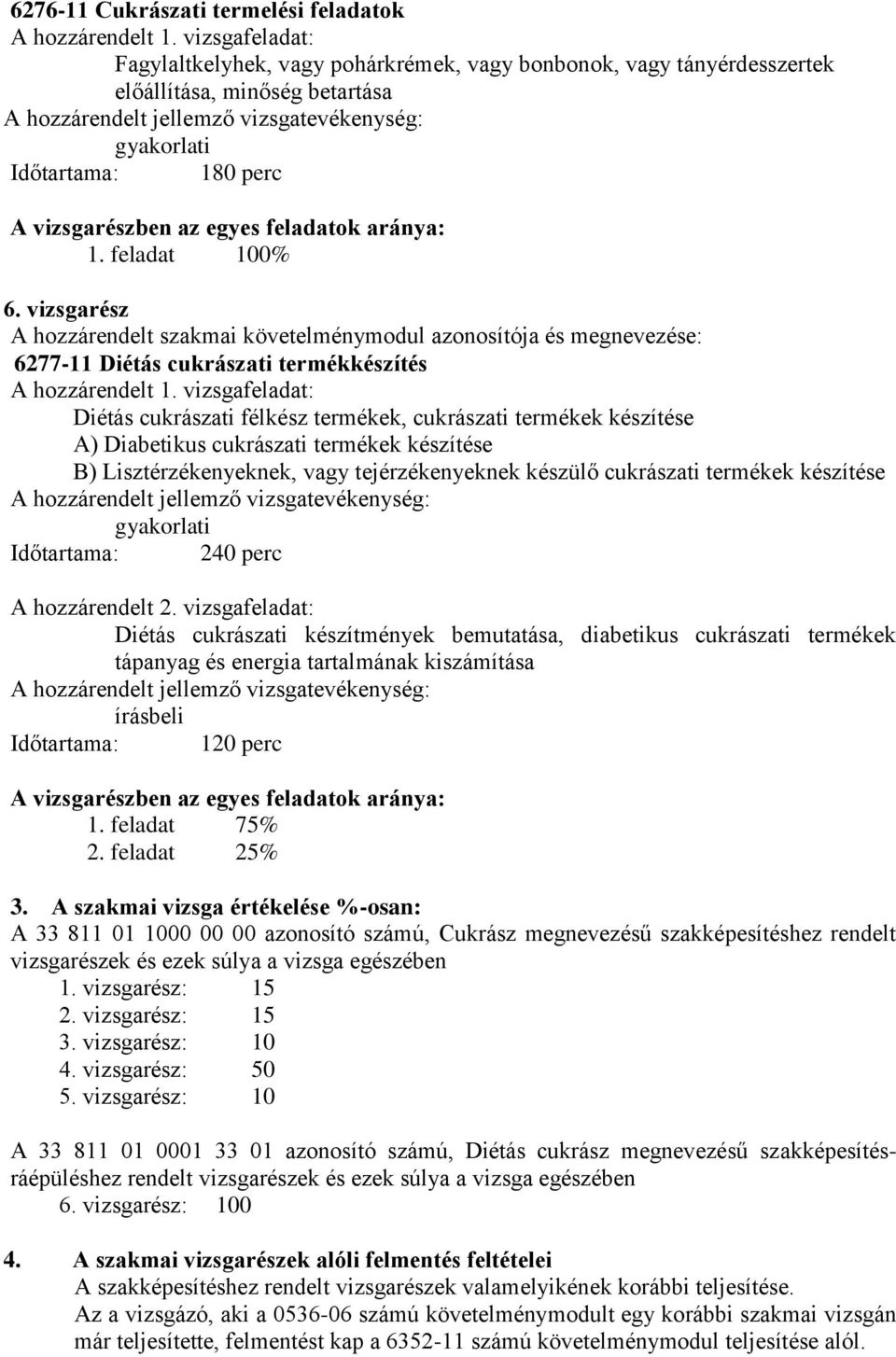 feladat 100% 6. vizsgarész hozzárendelt szakmai követelménymodul azonosítója és megnevezése: 6277-11 Diétás cukrászati termékkészítés hozzárendelt 1.