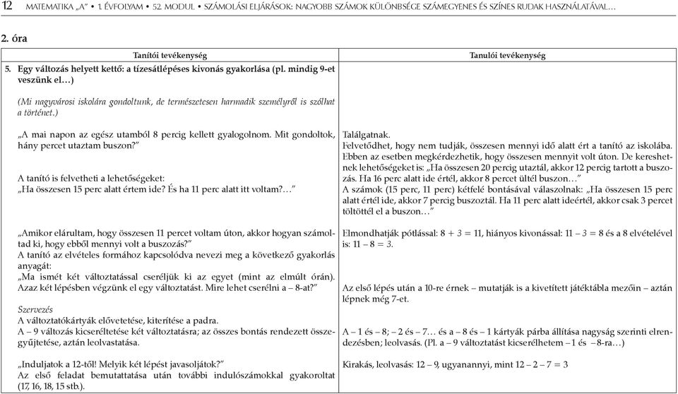 mindig 9-et veszünk el ) Tanulói tevékenység (Mi nagyvárosi iskolára gondoltunk, de természetesen harmadik személyről is szólhat a történet.) A mai napon az egész utamból 8 percig kellett gyalogolnom.