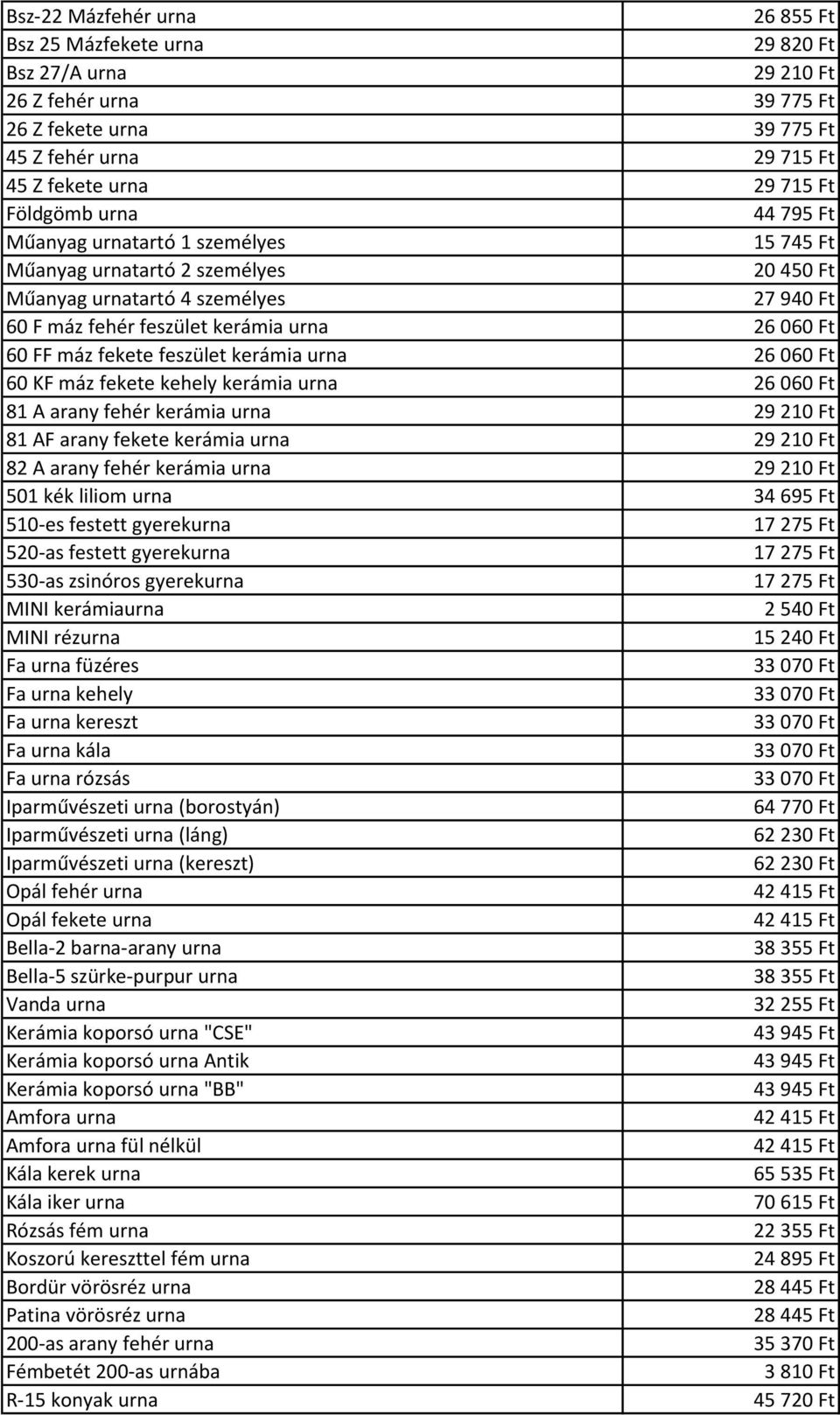 máz fekete feszület kerámia urna 26 060 Ft 60 KF máz fekete kehely kerámia urna 26 060 Ft 81 A arany fehér kerámia urna 29 210 Ft 81 AF arany fekete kerámia urna 29 210 Ft 82 A arany fehér kerámia