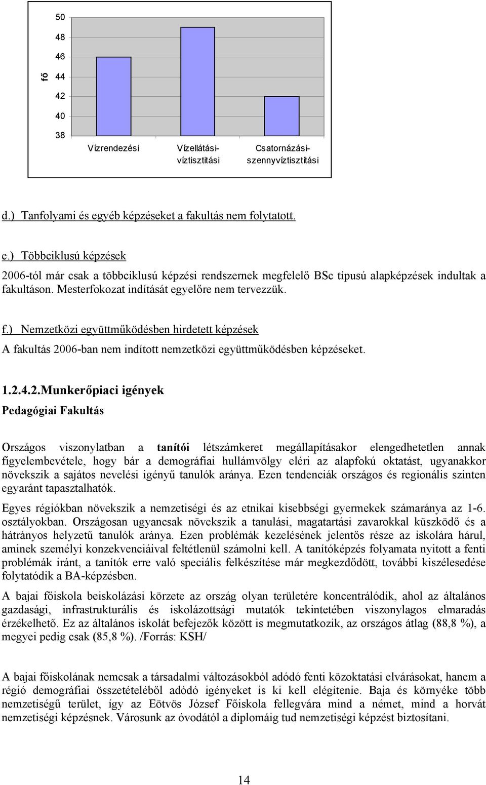 Mesterfokozat indítását egyelőre nem tervezzük. f.) Nemzetközi együttműködésben hirdetett képzések A fakultás 20