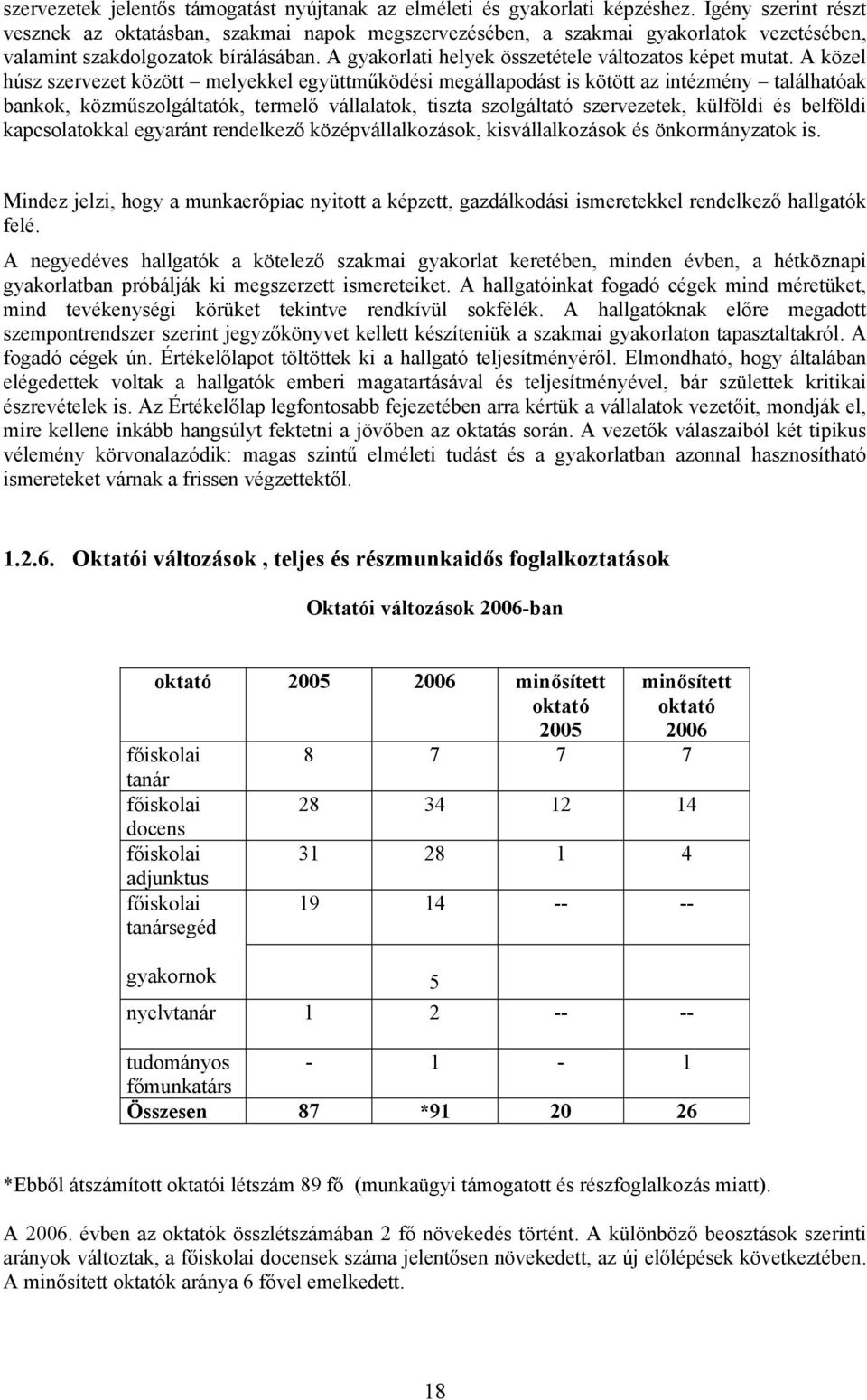 A gyakorlati helyek összetétele változatos képet mutat.