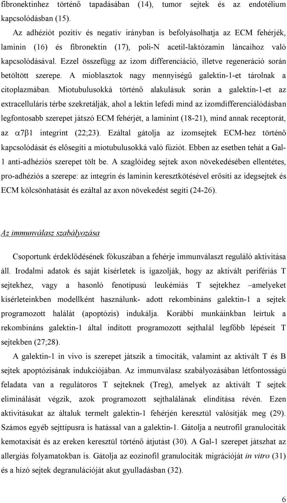 Ezzel összefügg az izom differenciáció, illetve regeneráció során betöltött szerepe. A mioblasztok nagy mennyiségű galektin-1-et tárolnak a citoplazmában.