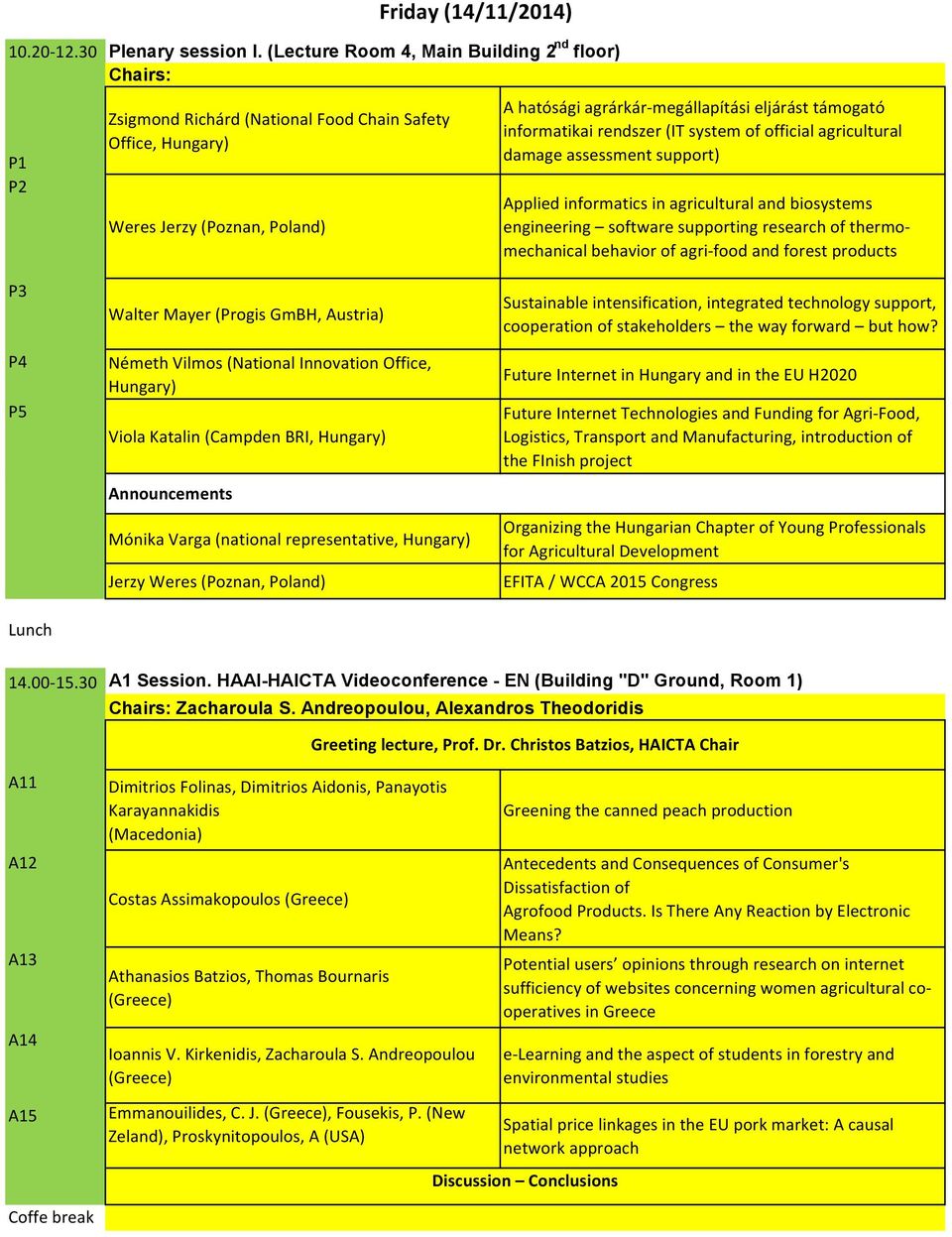 informatics in agricultural and biosystems engineering software supporting research of thermomechanical behavior of agri food and forest products P3 P4 P5 Lunch Walter Mayer (Progis GmBH, Austria)